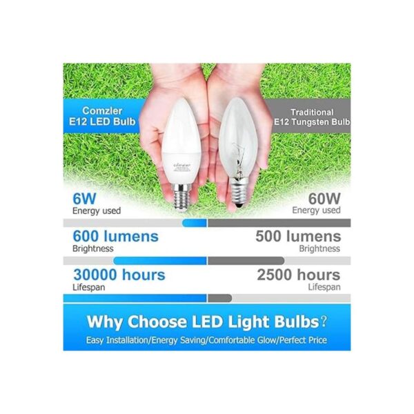 Comzler Bombilla LED de candelabro de 6 W bombilla LED_2