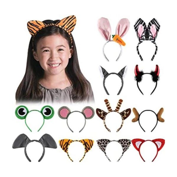 Paquete de 12 diademas de animales de peluche para_1