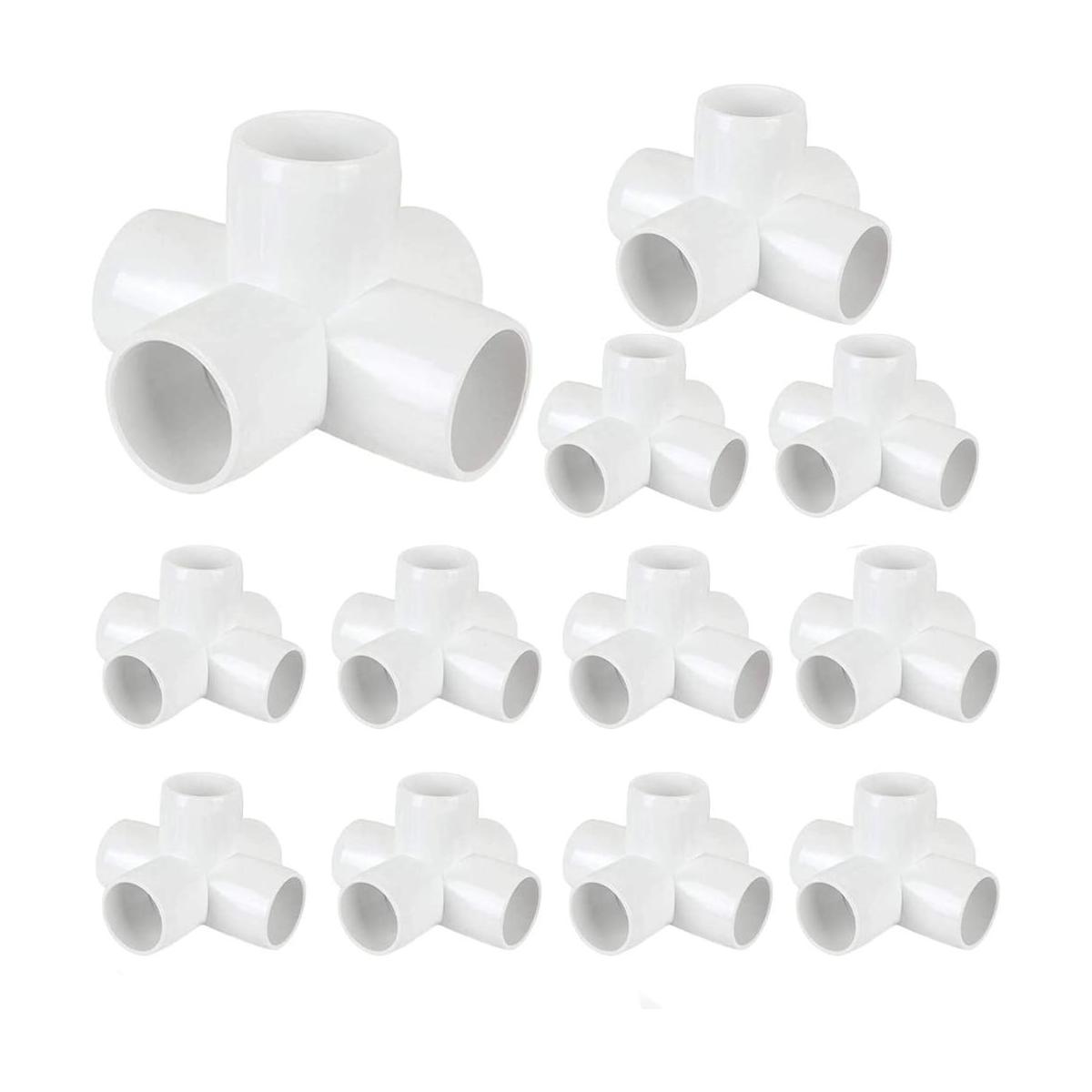 Paquete de 12 accesorios de codo de PVC de 5 vías de 1