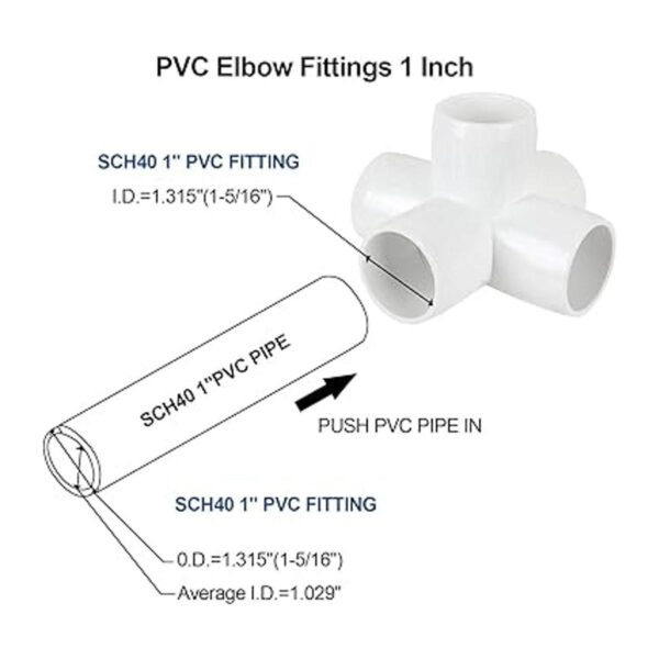 Paquete de 12 accesorios de codo de PVC de 5 vías de 1