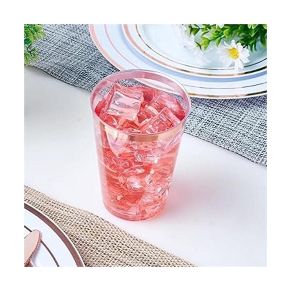 Paquete de 100 vasos de plástico de oro rosa vasos de