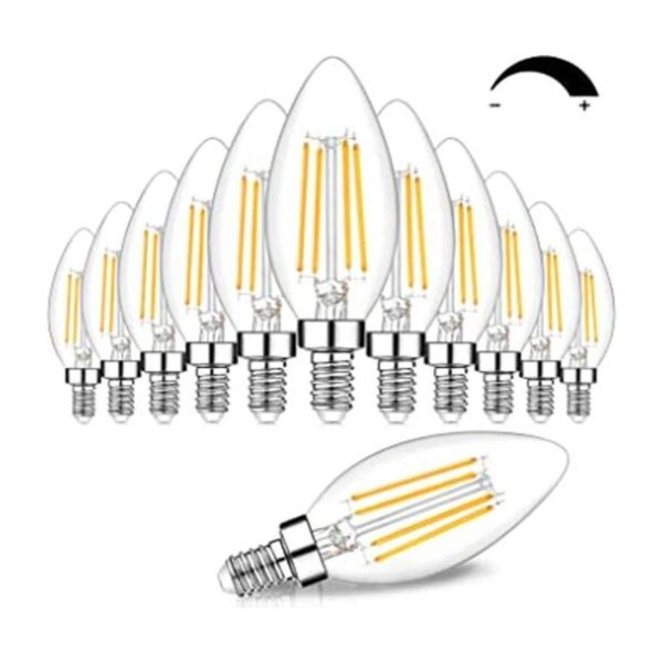 Paquete de 12 bombillas LED regulables E12 equivalente a