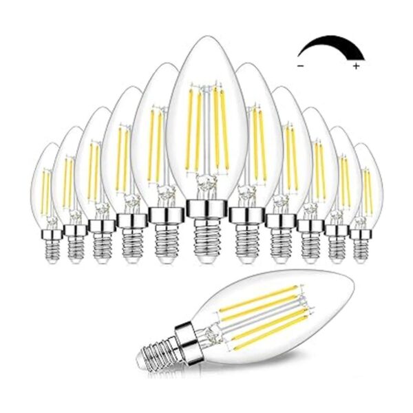 Paquete de 12 bombillas LED E12 de 60 W equivalentes luz