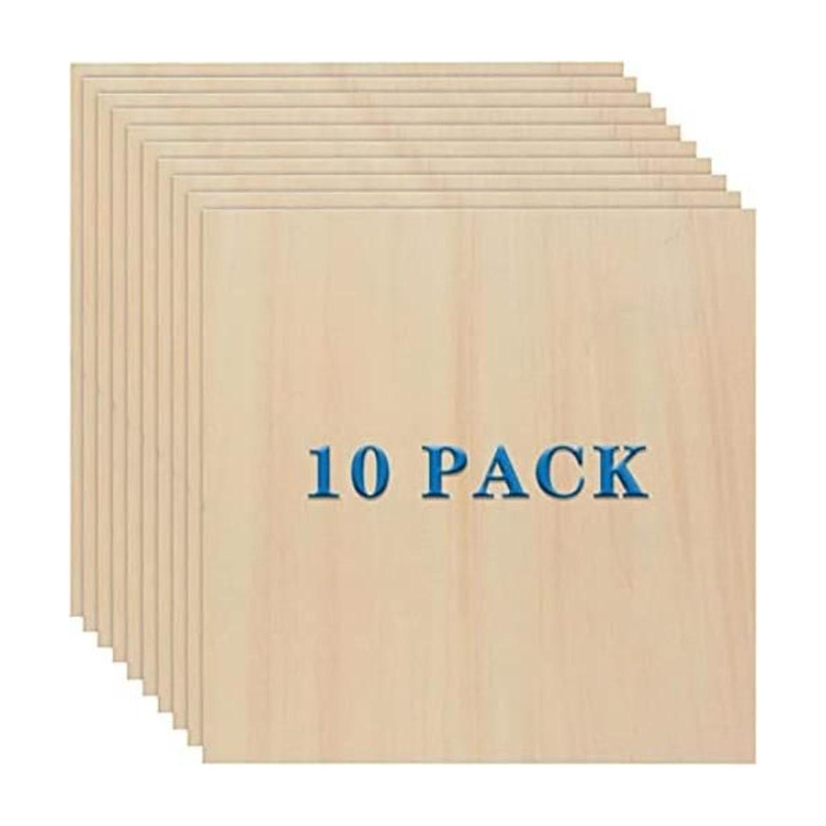 Paquete de 10 hojas de madera de tilo de 0.118 in 10 x 10