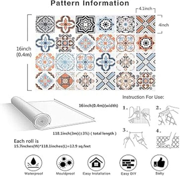 Papel tapiz autoadhesivo con patrones bohemios estilo
