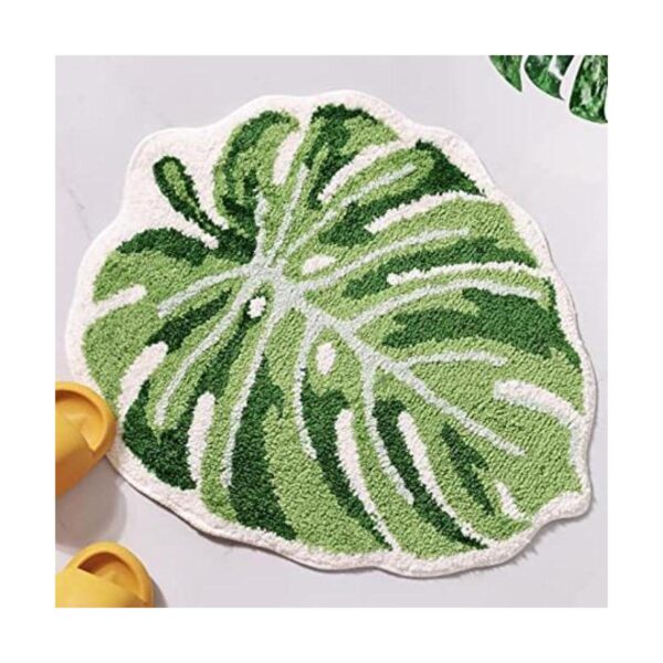 Panstar Alfombra grande Monstera con diseño de hoja verde