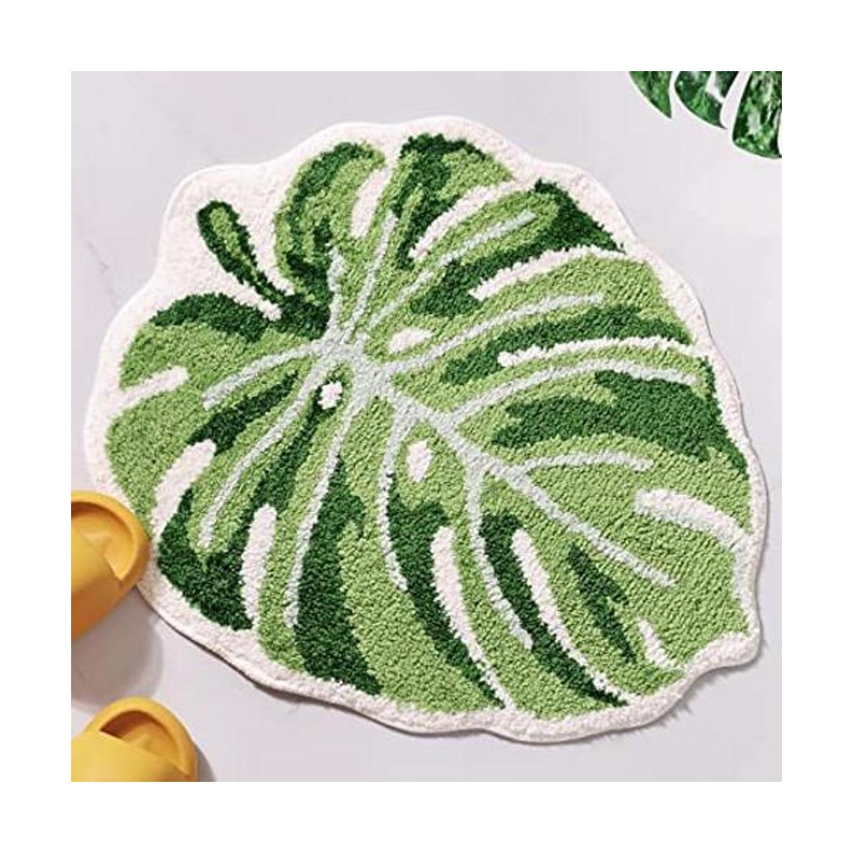 Panstar Alfombra grande Monstera con diseño de hoja verde