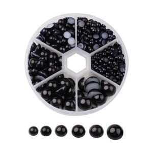 Pandahall Cabujones de imitación de acrílico negro de 0.39