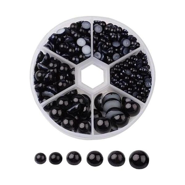 Pandahall Cabujones de imitación de acrílico negro de 0.39