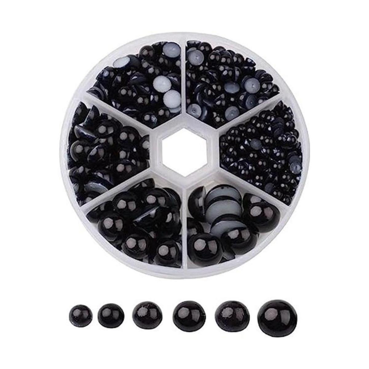 Pandahall Cabujones de imitación de acrílico negro de 0.39