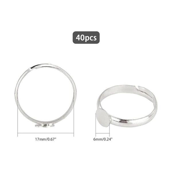 PandaHall 40 anillos ajustables en blanco anillos de