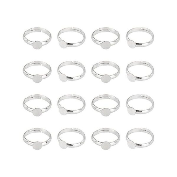 PandaHall 40 anillos ajustables en blanco anillos de