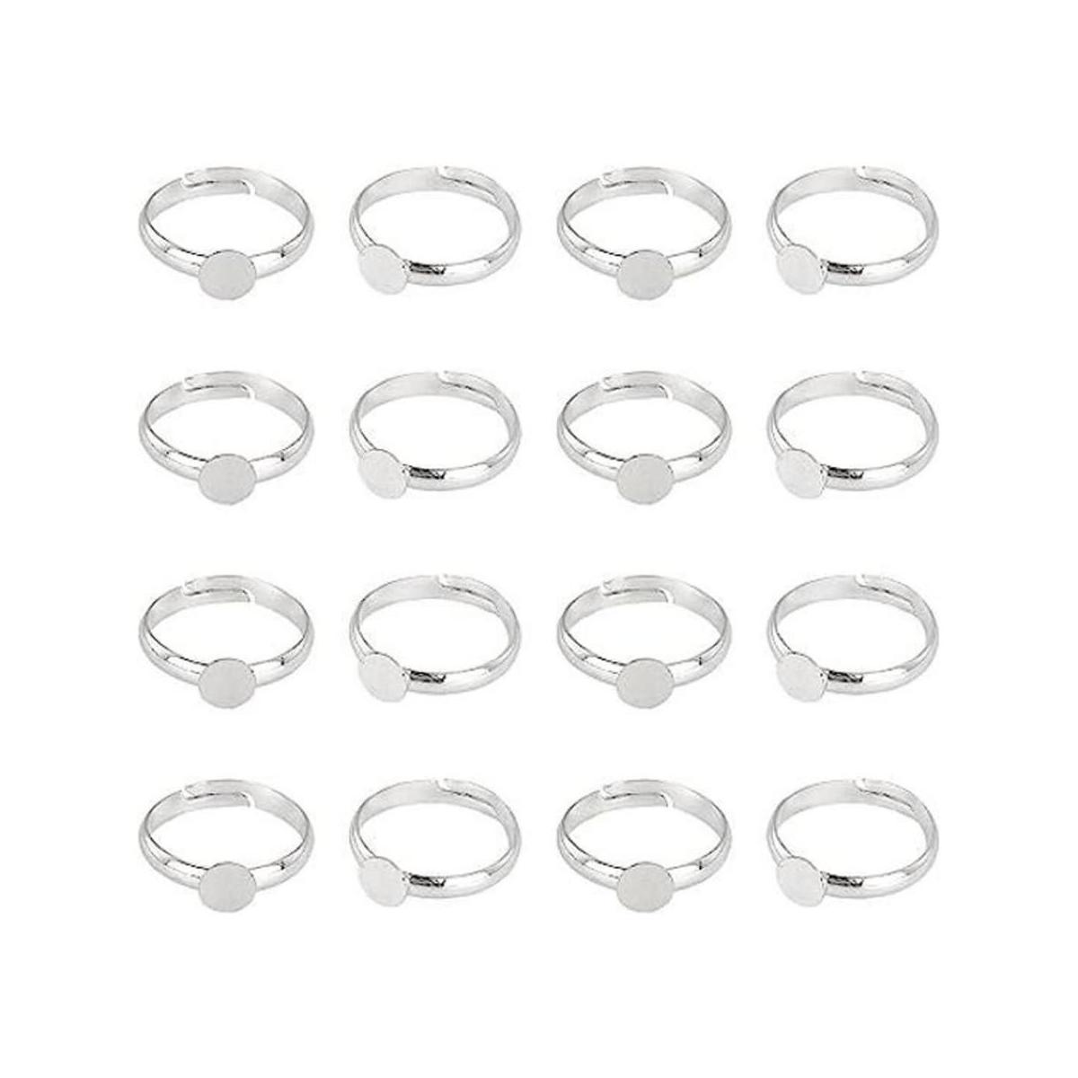PandaHall 40 anillos ajustables en blanco anillos de