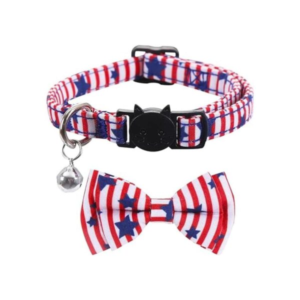Pack de 2 collares de gato con bandera americana con_3