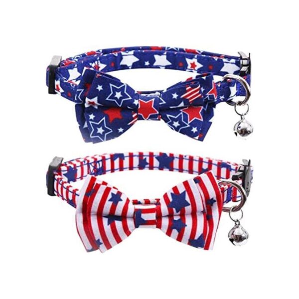Pack de 2 collares de gato con bandera americana con_1
