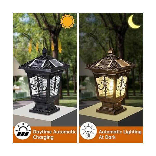 PTOUG Lámpara solar LED de casquillo de poste IP65