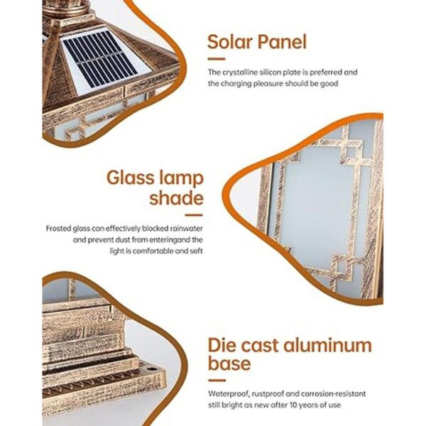 PTOUG Luz solar LED para exteriores lámpara de poste de