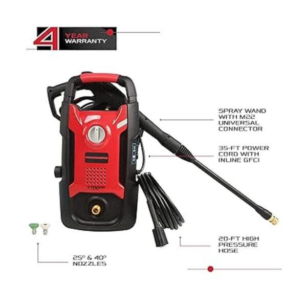 POWERWORKS Lavadora a presión eléctrica 1700 PSI 1.2 GPM