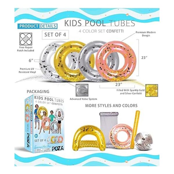 POZA Paquete de 4 tubos flotadores inflables para piscina_2