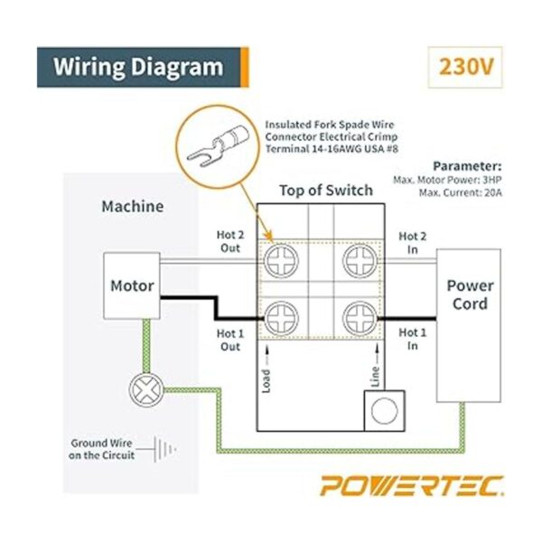 POWERTEC 71652 Interruptor de encendidoapagado monofásico
