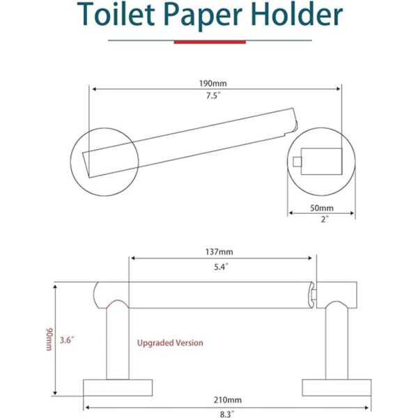 POKIM Soporte de papel higiénico dorado Mango flexible