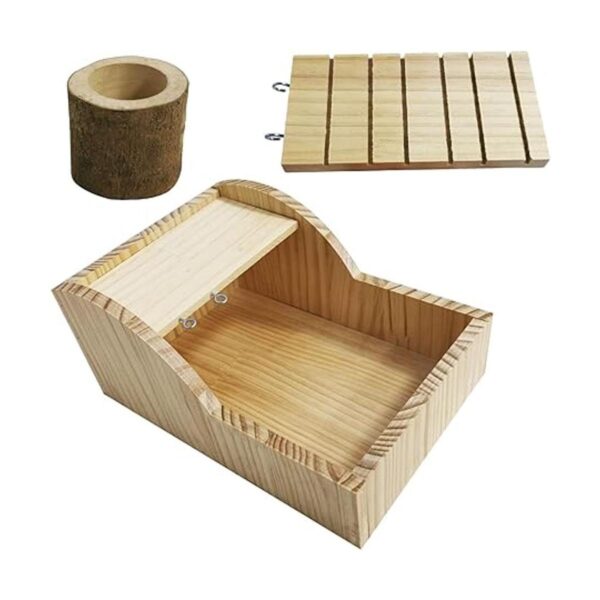 PINVNBY Caja de baño de arena para hámster de madera para