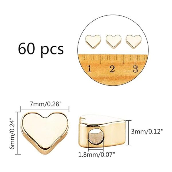 PH PandaHall Cuentas de corazón de oro de 14 quilates 60