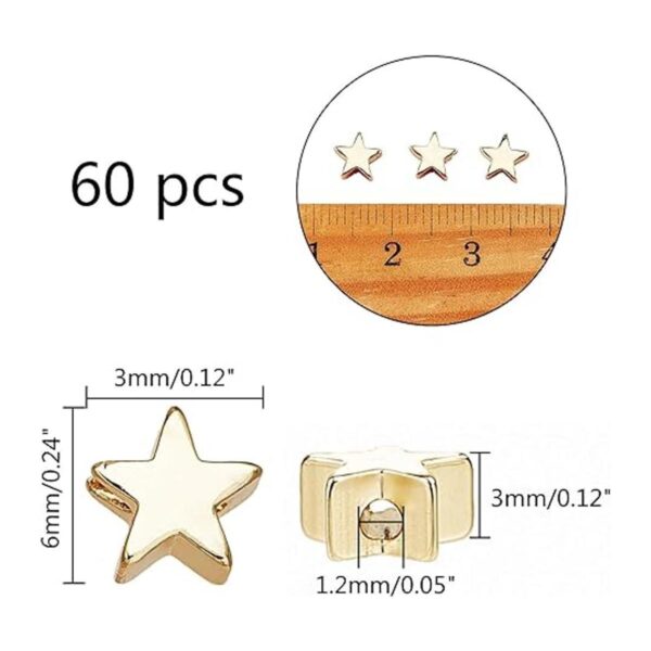 PH PandaHall 60 cuentas de estrella de latón de larga