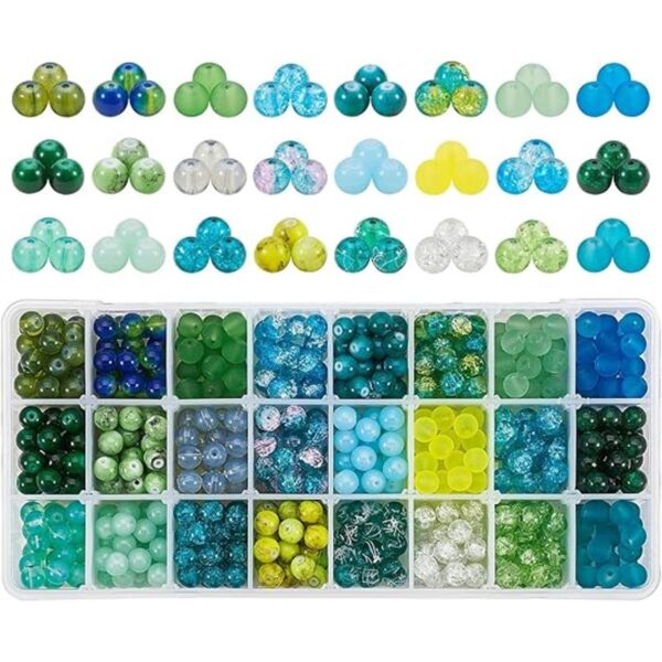 PH PandaHall 24 cuentas de cristal verde de 0.31 pulgadas_1