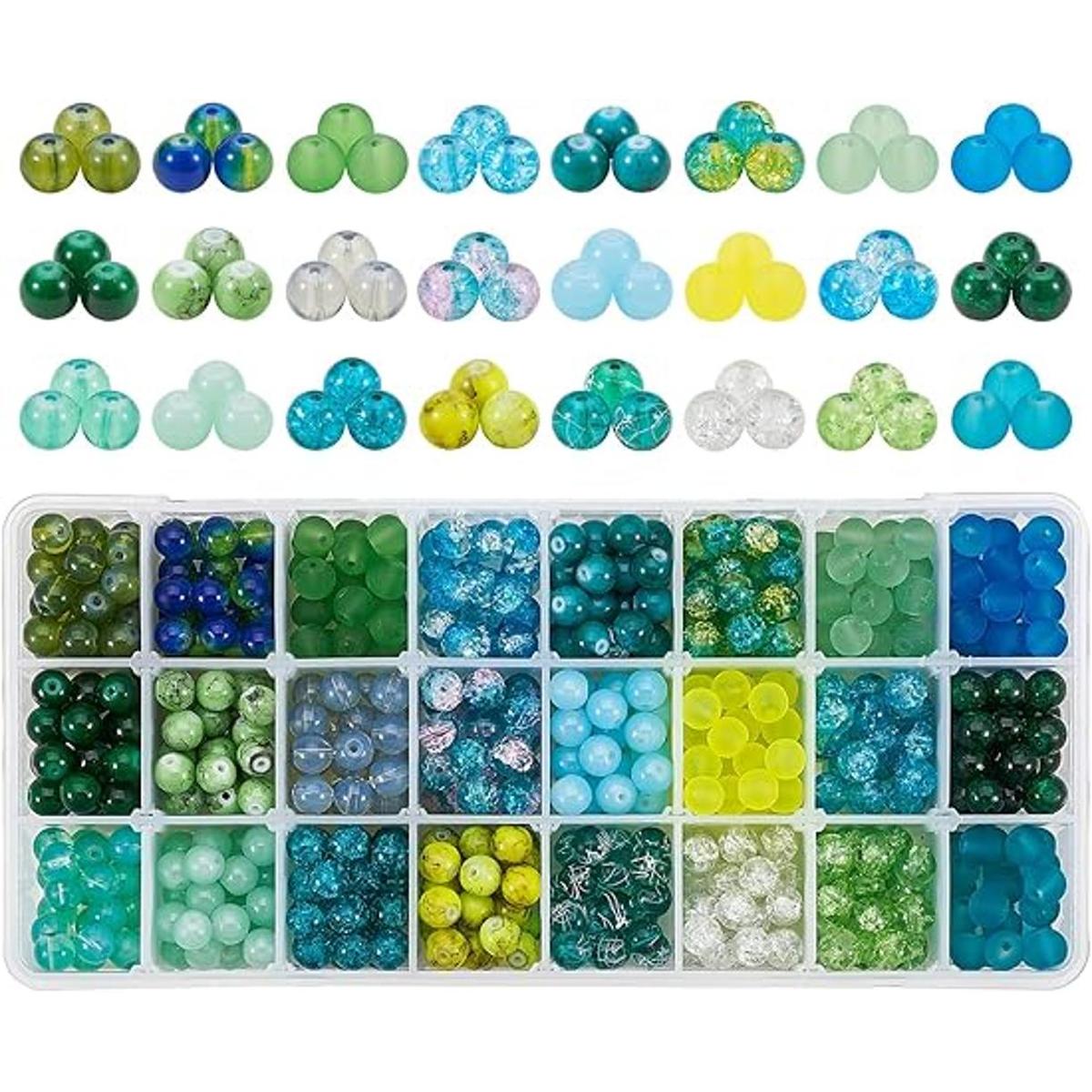 PH PandaHall 24 cuentas de cristal verde de 0.31 pulgadas