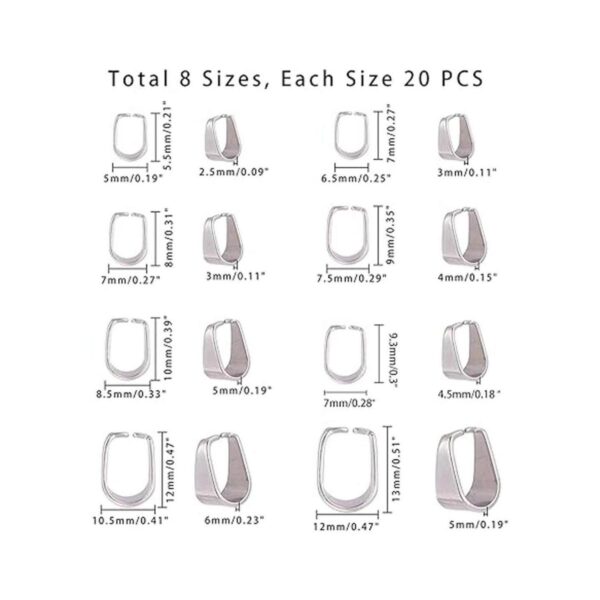 PH PandaHall 160 pcs 8 Sizes 304 Stainless Steel Snap On