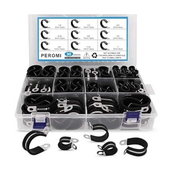 PEROMI Kit surtido de 90 abrazaderas de cable de acero_1