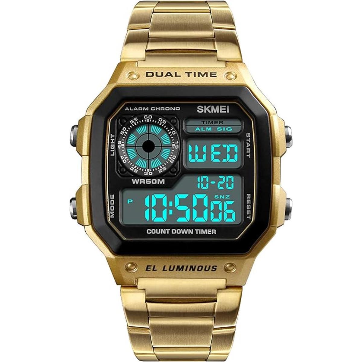 PASOY Reloj digital multifunción para hombre con alarma de