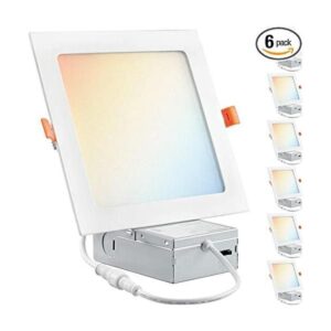 PARMIDA Paquete de 6 luces empotradas cuadradas 5CCT de 6_1