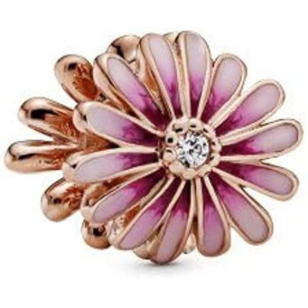 PANDORA Flor de margarita rosa esmalte rosa Metal