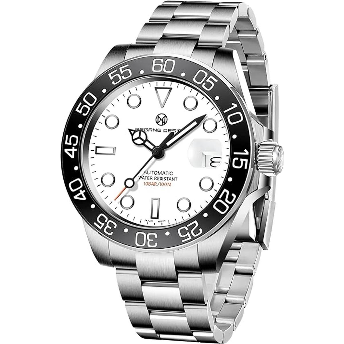 PAGRNE DESIGN Reloj mecánico deportivo para hombre correa