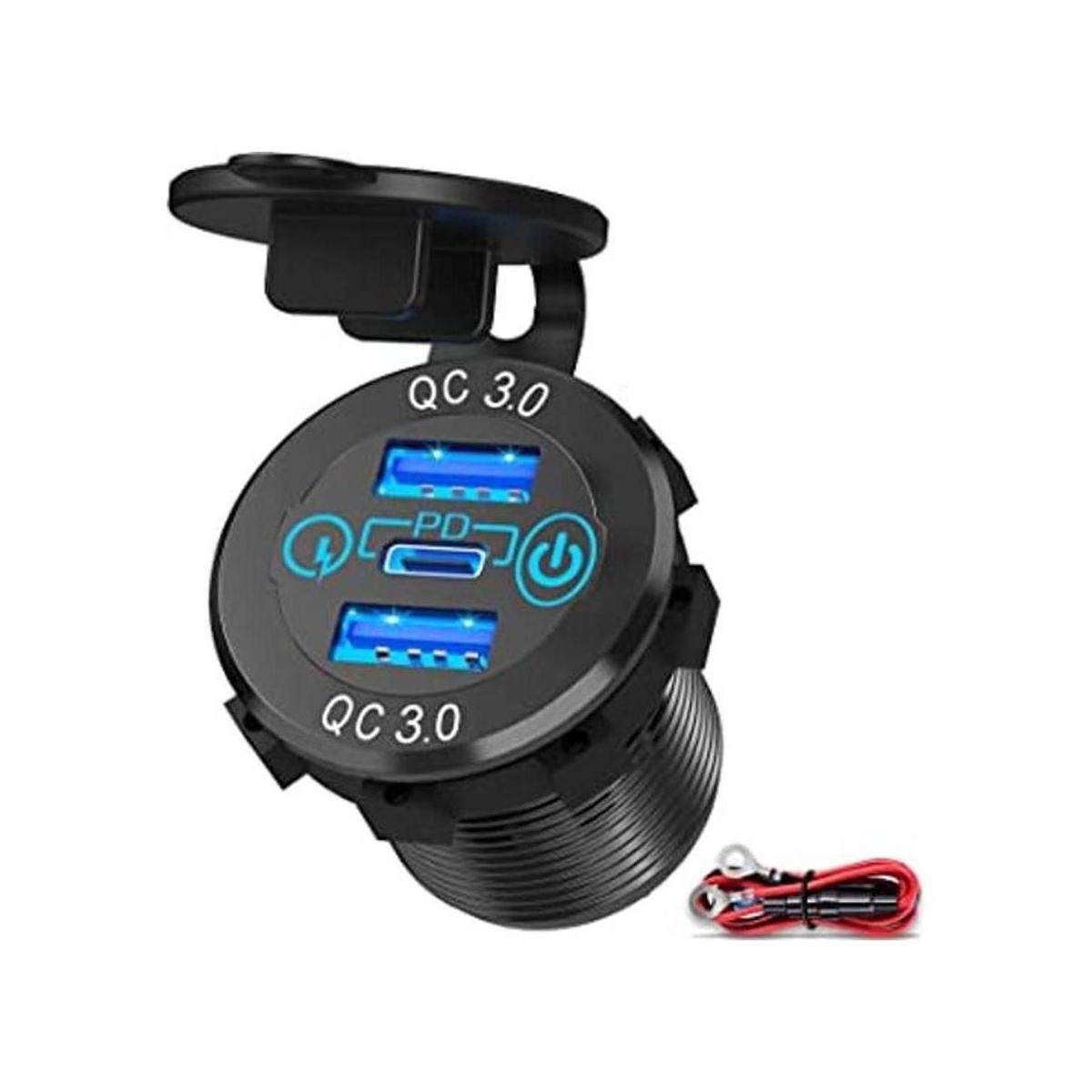 Ouffun Enchufe de cargador de coche USB C de 56 W metal