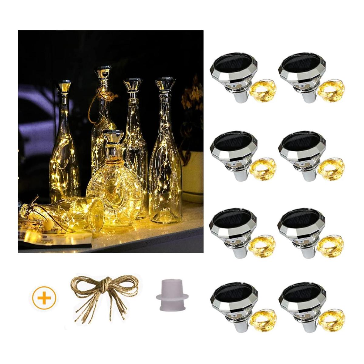Ostritec Paquete de 8 luces solares para botellas de vino