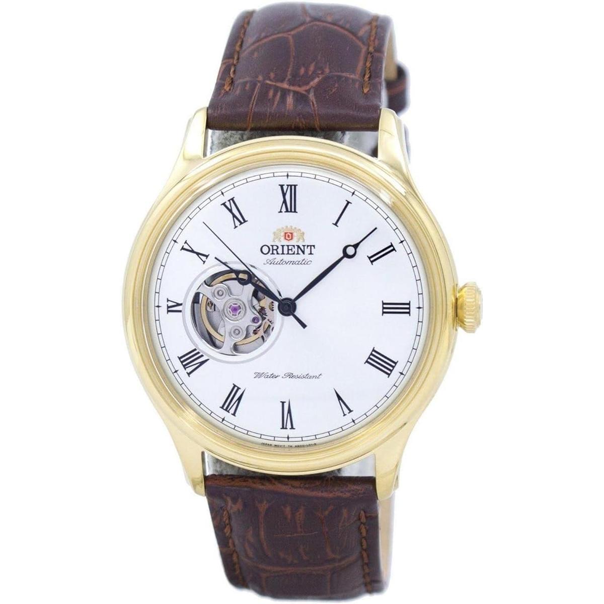 Orient abierto corazón automático esfera blanca reloj para