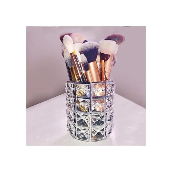 Organizador de brochas de maquillaje cristal dorado con_2