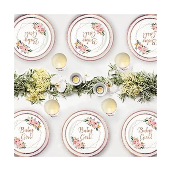 Ola Memoirs Baby Shower Platos y servilletas para niña_5