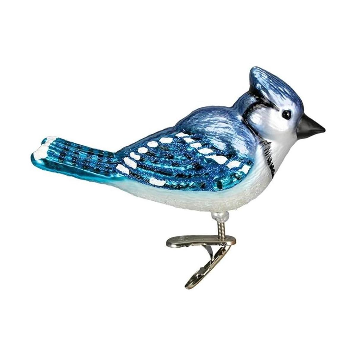 Old World Christmas Vidrio Azul blanco negro 4
