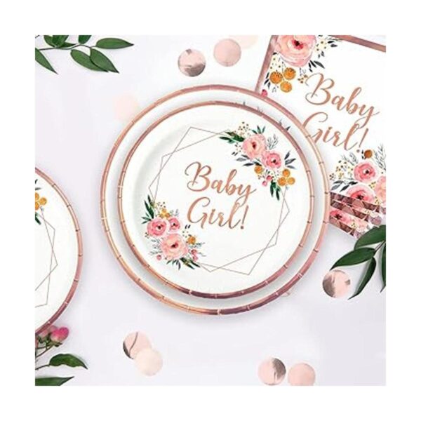 Ola Memoirs Baby Shower Platos y servilletas para niña_6