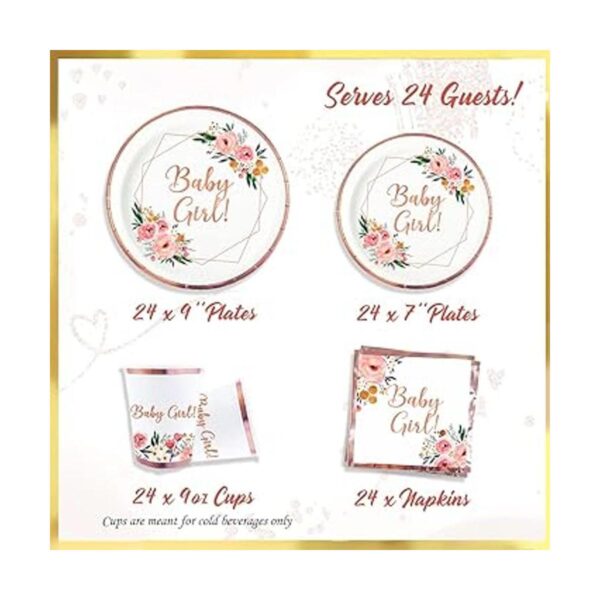 Ola Memoirs Baby Shower Platos y servilletas para niña_2