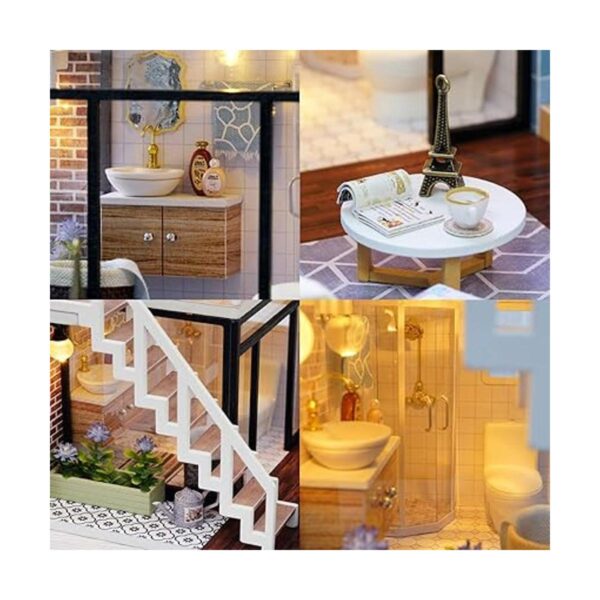 Ogrmar Casa de muñecas en miniatura con muebles kit de_5
