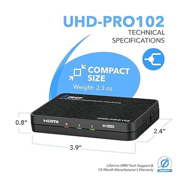 OREI Divisor duplicador HDMI de 1 en 2 salidas 4K a 60 Hz_6