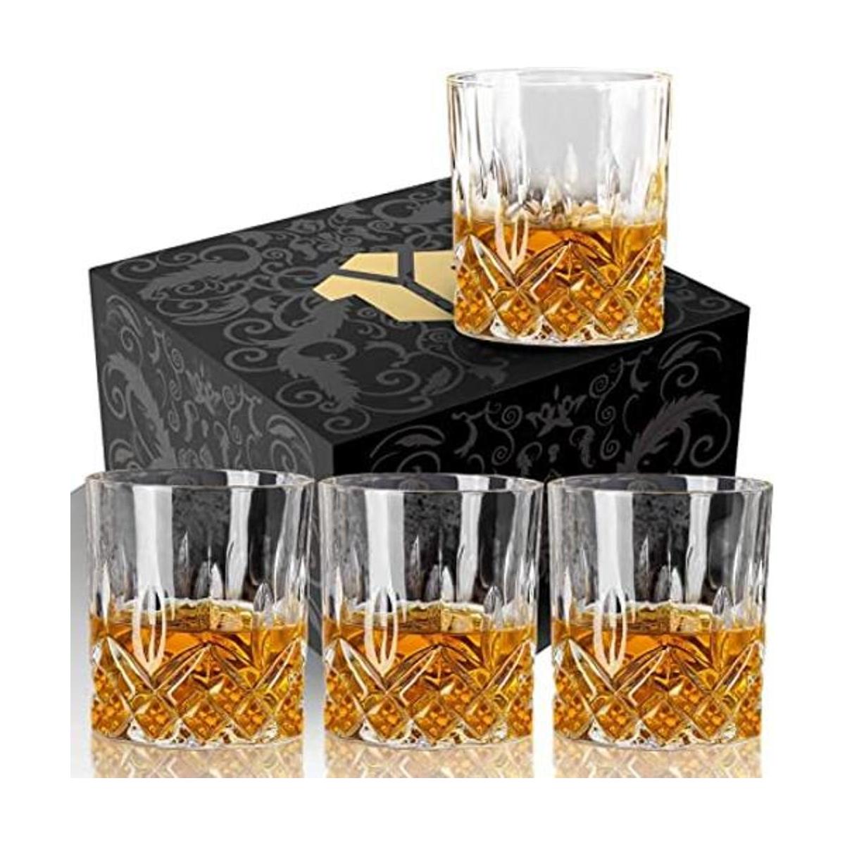 OPAYLY Juego de 4 vasos de whisky vasos de rocas vasos