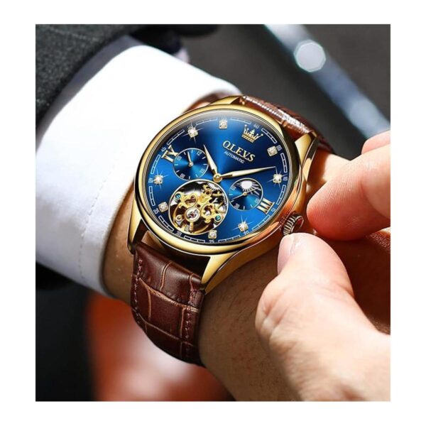 OLEVS Relojes de cuero para hombre automáticos_4
