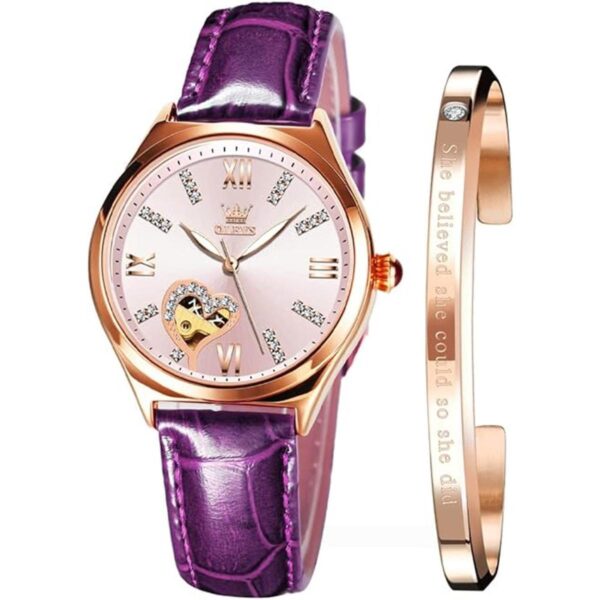 OLEVS Reloj mecánico automático para mujer correa de_1