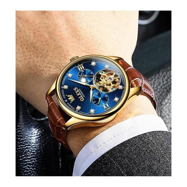 OLEVS Relojes de cuero para hombre automáticos_3